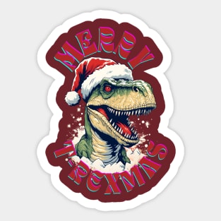 Merry T-Rexmas Funny Tee Sticker